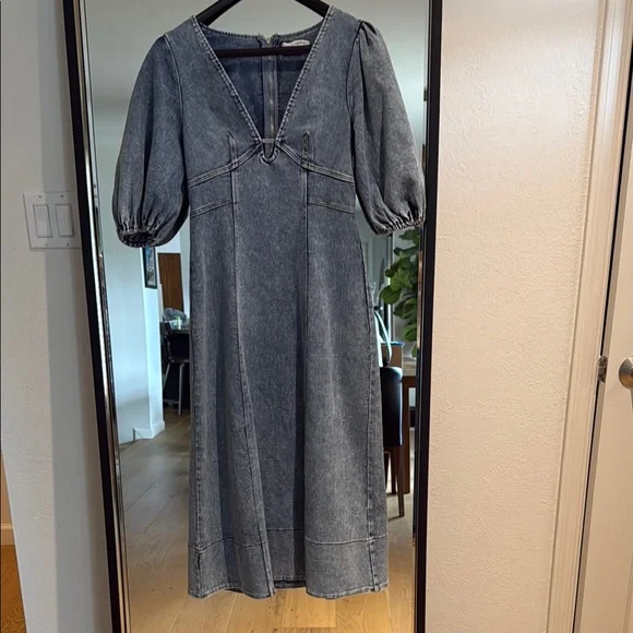 white christmas dresses sara beth denim midi dress *restocked* – shop zoco main image 1